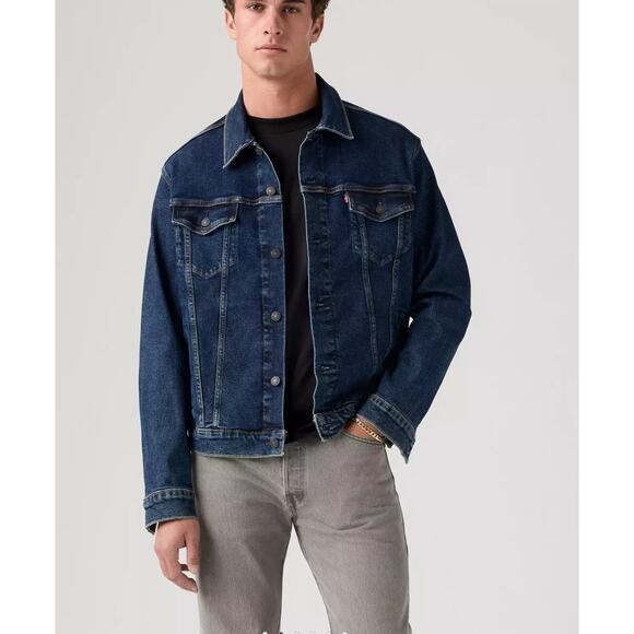 Levi's Strauss Men's Denim Trucker Jacket Medium Wash Size LARGE Jean Coat - Picture 1 of 13